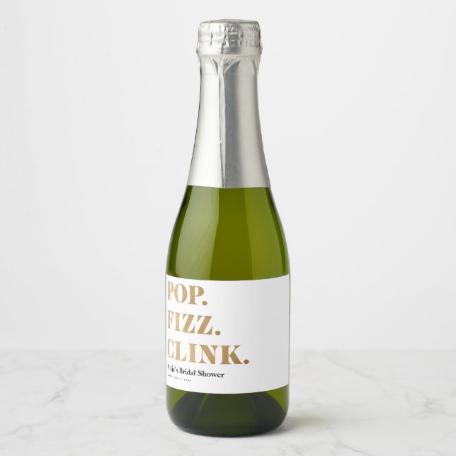 Pop Fizz Clink Mini Sparkling Weinflaschen Etikett (Vorderseite)