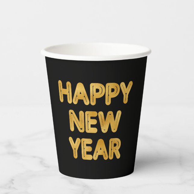 Pop Fizz Clink Moderne Typografie glücklich Neues  Pappbecher (Vorderseite)