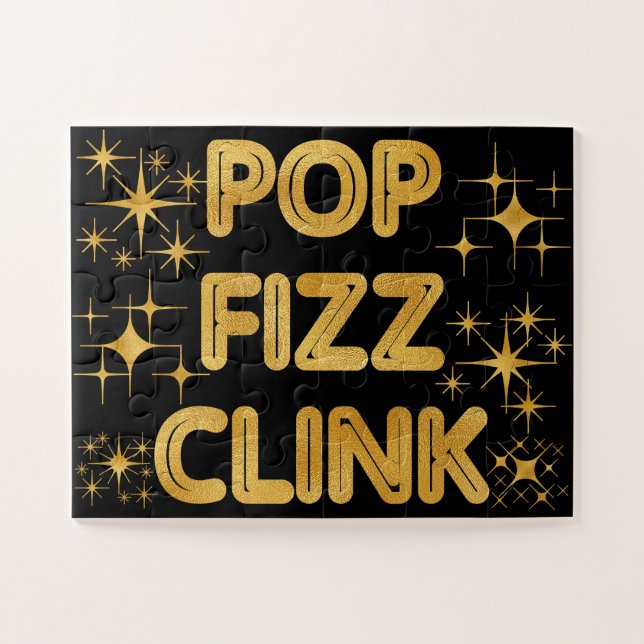 Pop Fizz Clink Moderne Typografie Neujahr (Horizontal)