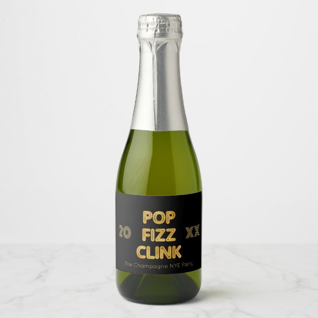Pop Fizz Clink Moderne Typografie Neujahr (Vorderseite)