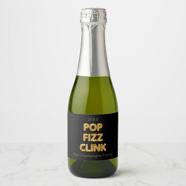 Pop Fizz Clink Moderne Typografie Neujahr (Vorderseite)