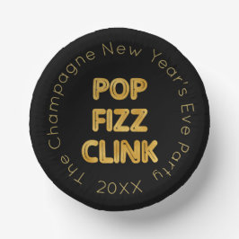 Pop Fizz Clink Moderne Typografie Neujahr Pappteller