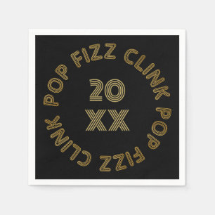 Pop Fizz Clink Moderne Typografie Neujahr Serviette