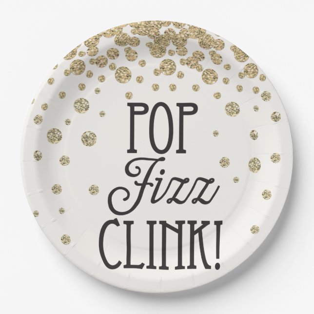 Pop Fizz Clink Silvester Party Paper Teller (Vorderseite)