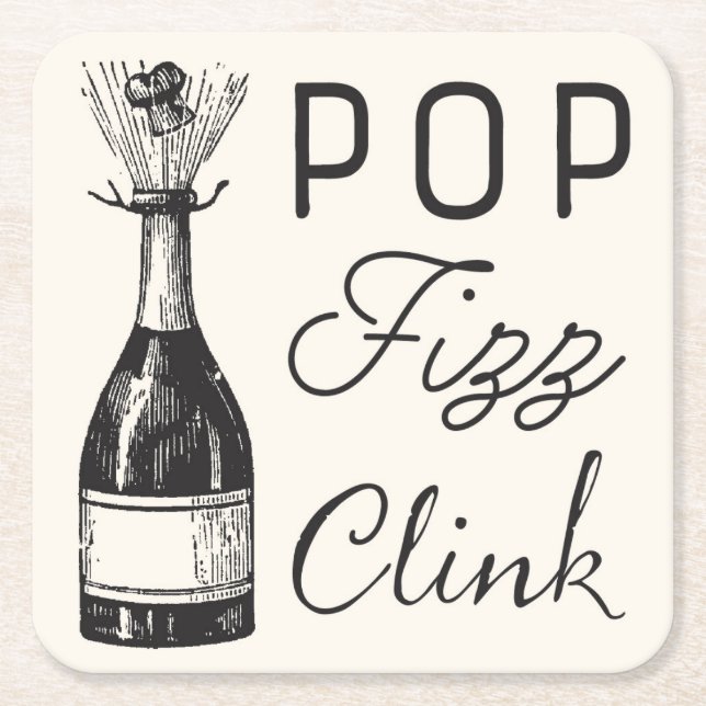 Pop Fizz Clink Vintag Champaigne Rechteckiger Pappuntersetzer (Vorderseite)