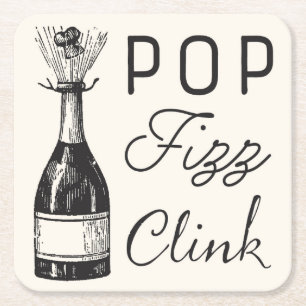 Pop Fizz Clink Vintage Champagner Rechteckiger Pappuntersetzer