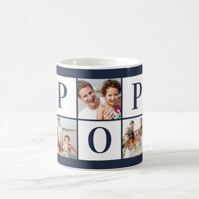 POP Foto Collage Navy Blue Coffee Tasse (Mittel)