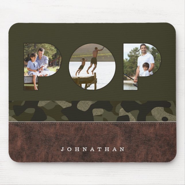 POP Foto Rahmen Green Camouflage Muster Leder Mousepad (Vorne)