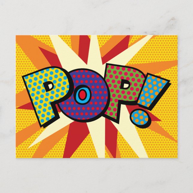 POP Fun Retro Comic Pop Kunst, Dichtung und Musik Ankündigungspostkarte (Vorderseite)