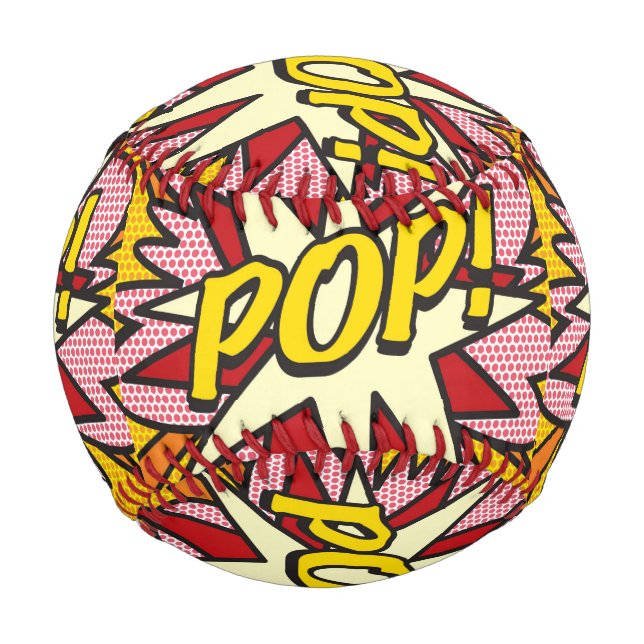 POP Fun Retro Comic Pop Kunst, Dichtung und Musik Baseball (Vorderseite)