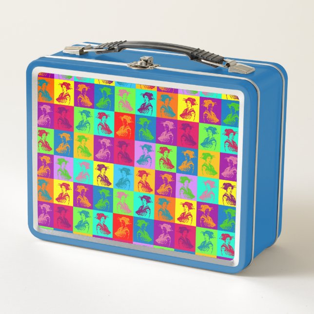 Pop Geisha Squares Metall Brotdose (Vorderseite)