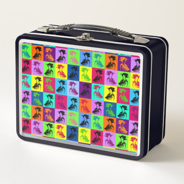 Pop Geisha Squares Metall Brotdose (Vorderseite)