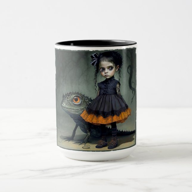 Pop Goth Girl Big Eyes Tasse (Zentrum)