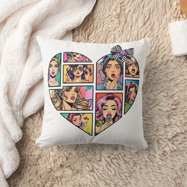Pop Heart Collage of Iconic Women Kissen (Decke)