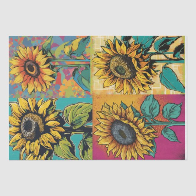Pop im lebhaften Stil Art Sonnenblumen Dekopapier Seidenpapier (Vorderseite)
