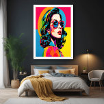 Pop im Zen Poster<br><div class="desc">Das kühn und farbenprächtig von der künstlerischen Intelligenz generierte Poster der künstlerischen KI-Pop-Kunst, in dem eine stilvolle Frau in lebhaften Farbtönen gehalten wird, die an die ikonische Kunstbewegung der 60er Jahre erinnert, macht den Raum deutlich. Das Kunstwerk strahlt mit Elektrofarben aus - Druckfarben, Gelb, Blues und Grüntöne - und erfasst...</div>