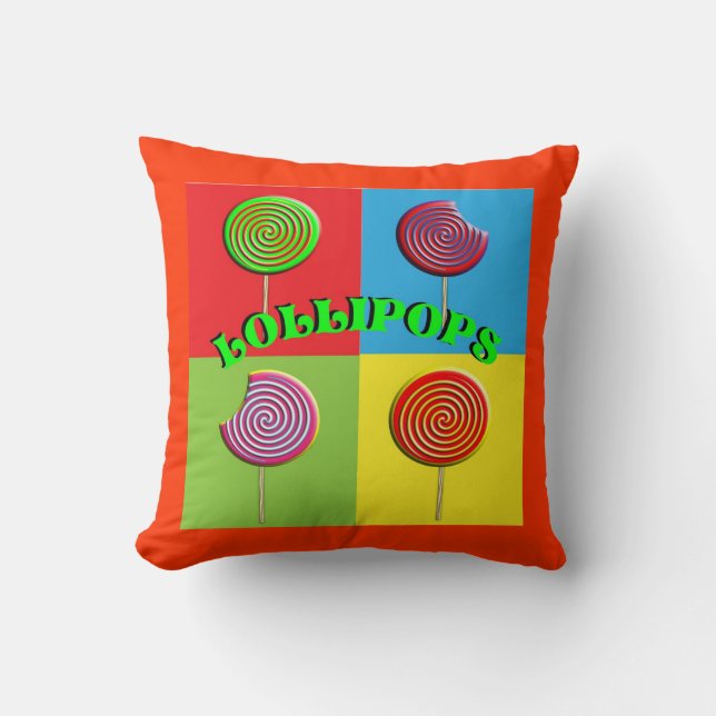 Pop in leuchtenden Farben Art Candy Lollipops Kissen (Vorderseite)