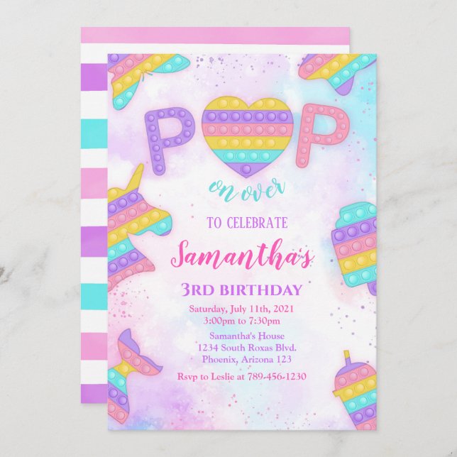 Pop It Anniversaire Invitation (Devant / Derrière)