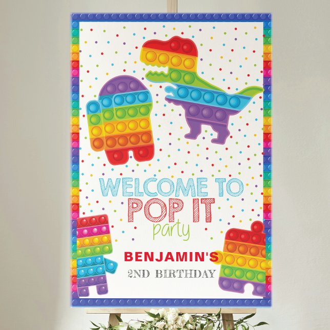 Pop It Boy Birthday Dinosaur Robot Personalisiert Poster (Von Creator hochgeladen)