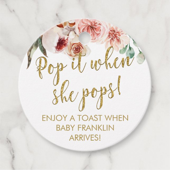 POP IT CHAMPAGNE FAVOR TAVOR GESCHENKANHÄNGER (Vorderseite)