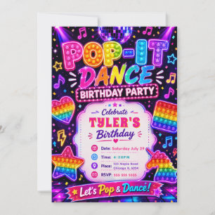 Pop It Disco Geburtstagsfeier Einladung