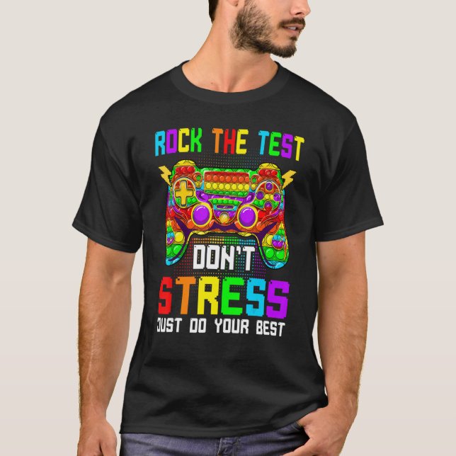 Pop IT Game Controller Test Day Rock the Test T-Shirt (Vorderseite)