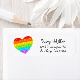 Pop It Heart Girls Address Label
