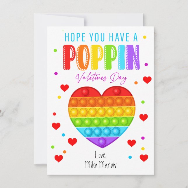 Pop It Valentine's Day Class Cards Einladung (Vorderseite)