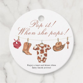 Pop it when she pops! - Cowboy Baby shower Geschenkanhänger