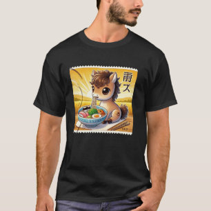 Pop japanische Kunst Postage Stamp süßes Pferd Foh T-Shirt