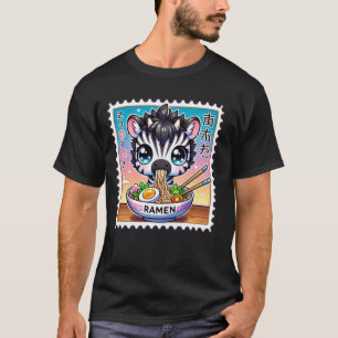 Pop japanische Kunst Postage Stamp süßes Zebrofohl T-Shirt