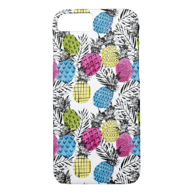 Pop-Kunst-Ananas und Palmblätter Case-Mate iPhone Hülle (Rückseite)
