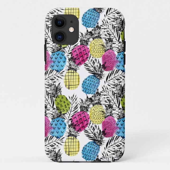Pop-Kunst-Ananas und Palmblätter Case-Mate iPhone Hülle (Rückseite)