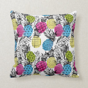 Pop-Kunst-Ananas und Palmblätter Kissen