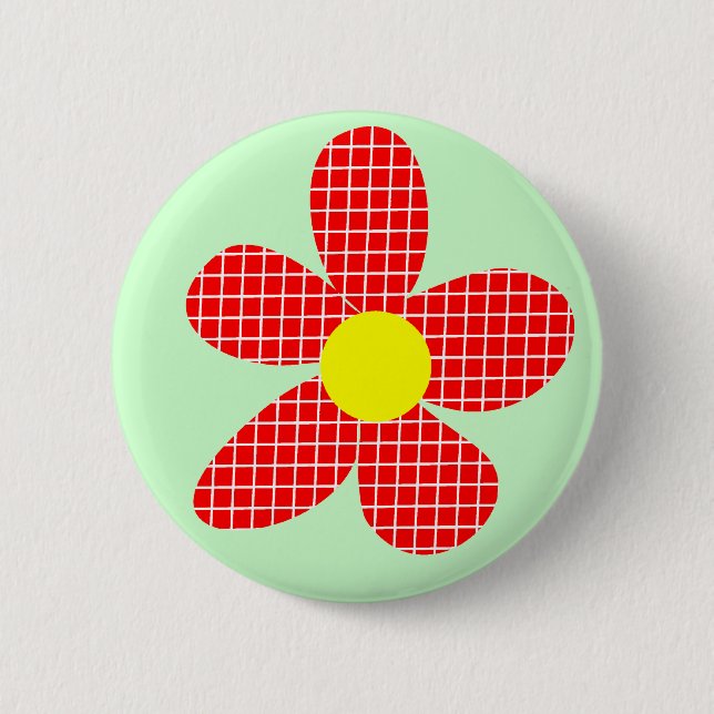 Pop-Kunst-Blume - hellgrün Button (Vorderseite)