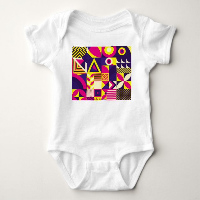 Pop Kunst, bunte geometrische Formen. Baby Strampler (Vorderseite)