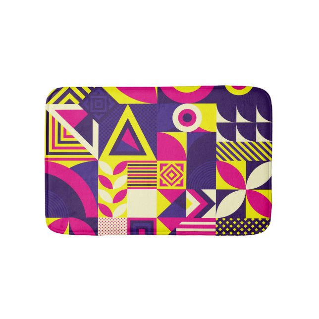 Pop Kunst, bunte geometrische Formen. Badematte (Vorderseite)