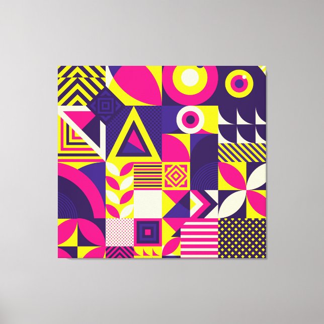 Pop Kunst, bunte geometrische Formen. Leinwanddruck (Vorderseite)