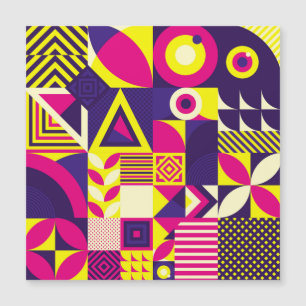 Pop Kunst, bunte geometrische Formen. Magnetkarte