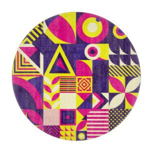 Pop Kunst, bunte geometrische Formen. Schneidebrett