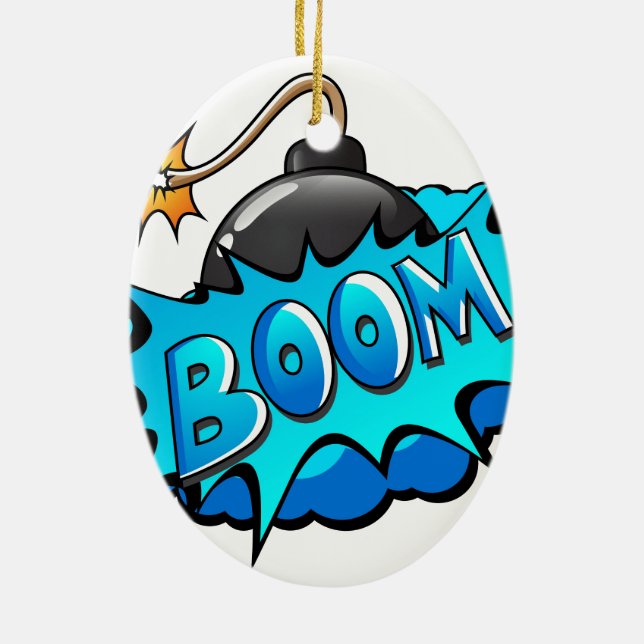 Pop-Kunst-Comic-Art-Bomben-Boom! Keramikornament (Hinten)