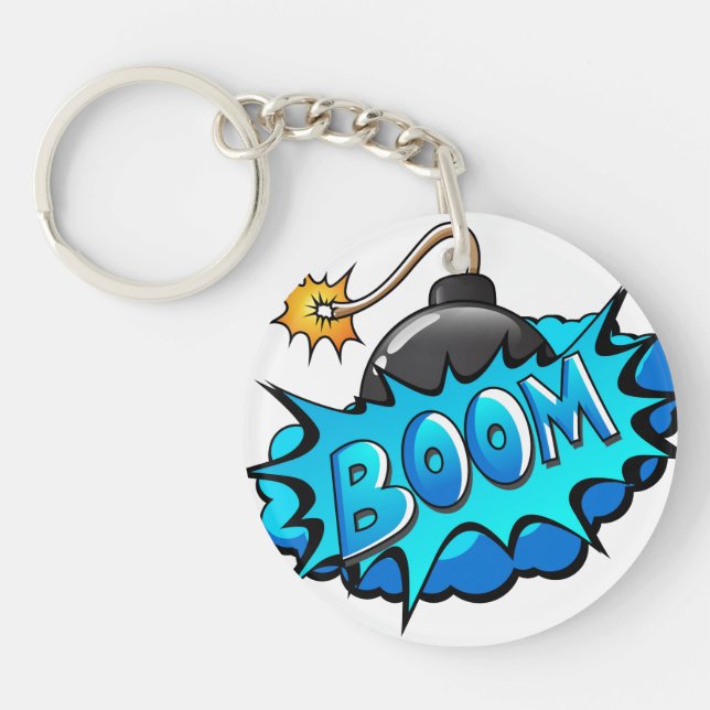 Pop-Kunst-Comic-Art-Bomben-Boom! Schlüsselanhänger (Vorderseite)