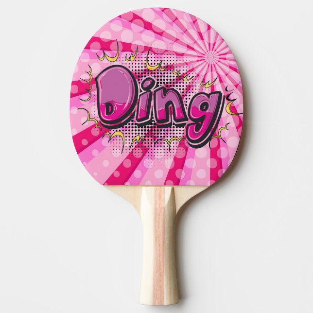 Pop-Kunst-Comic-Art-Rosa-Klingeln-Held Tischtennis Schläger (Vorderseite)
