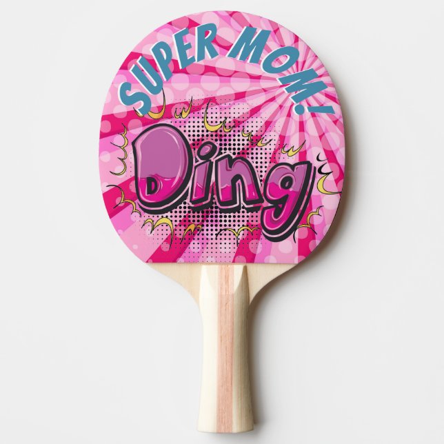 Pop-Kunst-Comic-Art-SuperMama personalisiert Tischtennis Schläger (Vorderseite)