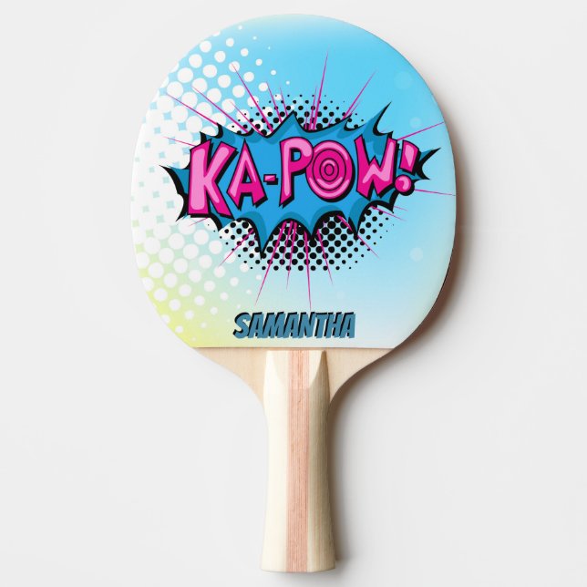 Pop-Kunst-Comic-ArtSuperhero Ka-Kriegsgefangen! Tischtennis Schläger (Vorderseite)