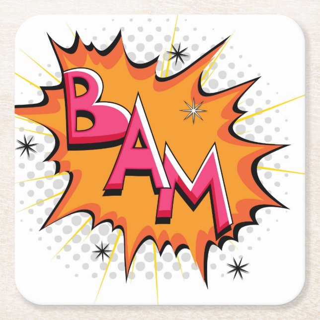 Pop-Kunst-Comic-Bam! Rechteckiger Pappuntersetzer (Vorderseite)