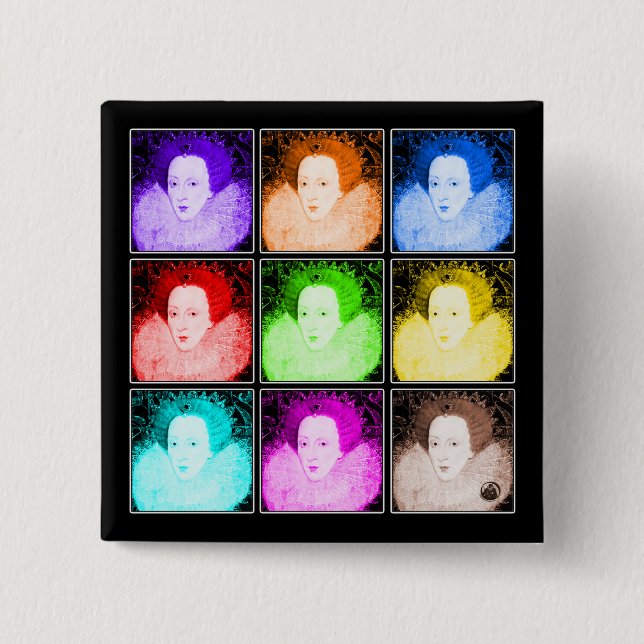 Pop-Kunst Elizabeth I Button (Vorderseite)