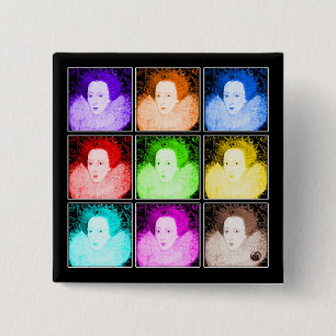 Pop-Kunst Elizabeth I Button