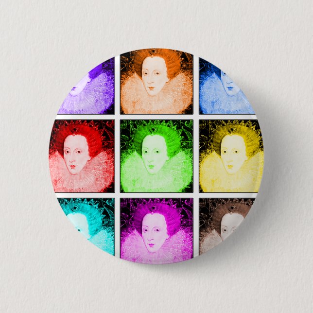 Pop-Kunst Elizabeth I Button (Vorderseite)