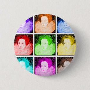 Pop-Kunst Elizabeth I Button